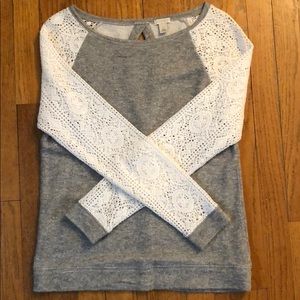 Lace sleeved sweater